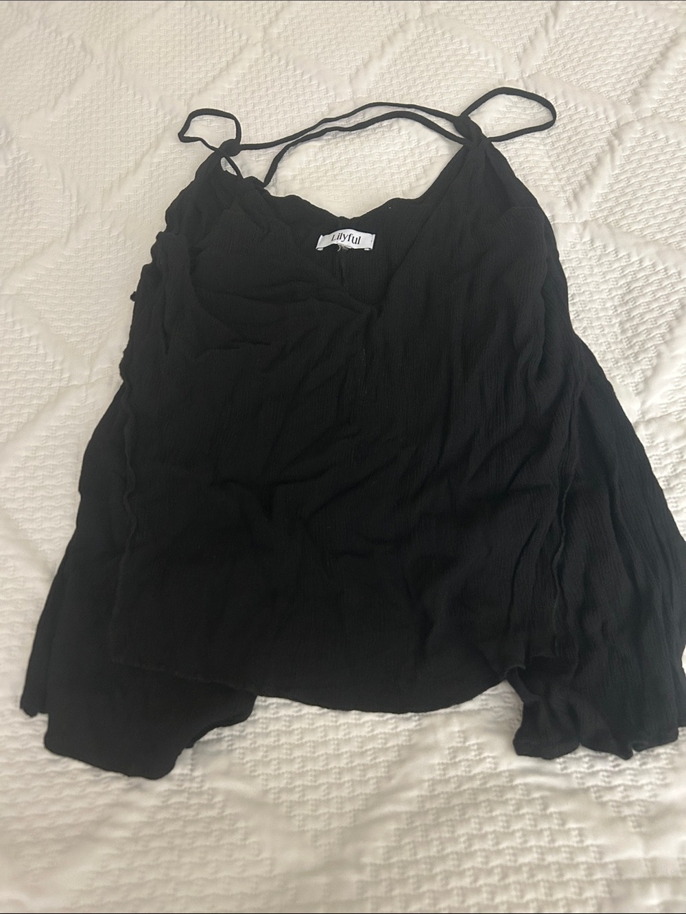 Lily Black Textured V-Neck Spaghetti Strap Camisole